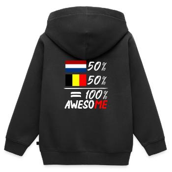 50% Niederlande 50% Belgien - Kinder Premium Organic Zip Hoodie - Schwarz - Hinten - AI Model Kid Male (0cm)