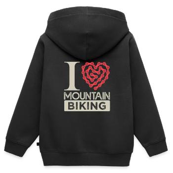 I love mountain biking j aime le vélo montagne - Sweat Premium à capuche zippé enfant bio - noir - Dos - AI Model Kid Male (0cm)
