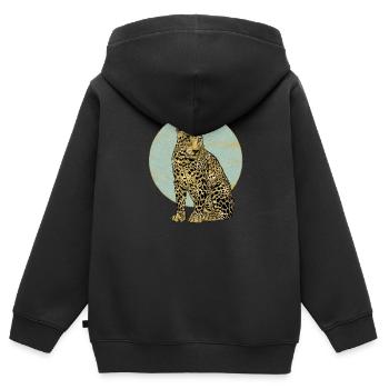 Leopard - Kinder Premium Organic Zip Hoodie - Schwarz - Hinten - AI Model Kid Male (0cm)