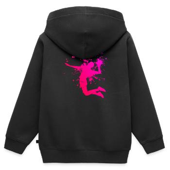 Joueur de volleyball Beach Volley Volleyball Hommes - Sweat Premium à capuche zippé enfant bio - noir - Dos - AI Model Kid Male (0cm)