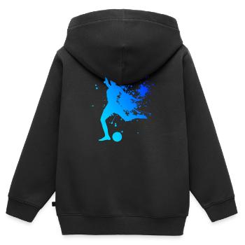 Fussball Fussballspielen Fussballer Fussballspiele - Kinder Premium Organic Zip Hoodie - Schwarz - Hinten - AI Model Kid Male (0cm)