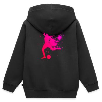 Fussballspieler Fussballspielen Fussballer - Kinder Premium Organic Zip Hoodie - Schwarz - Hinten - AI Model Kid Male (0cm)