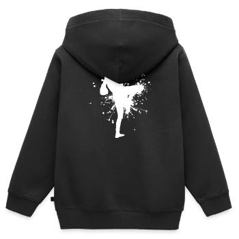 Boxeur Thaï Muay Thaï Boxe Thaï Hommes Boxe Thaï - Sweat Premium à capuche zippé enfant bio - noir - Dos - AI Model Kid Male (0cm)