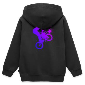 Vélo bmx vélo vélo bmx jeunes femmes - Sweat Premium à capuche zippé enfant bio - noir - Dos - AI Model Kid Male (0cm)