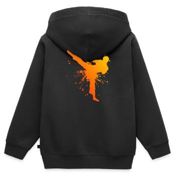 Boxe Kickboxing Kickboxing Hommes Femmes Kickboxing - Sweat Premium à capuche zippé enfant bio - noir - Dos - AI Model Kid Male (0cm)