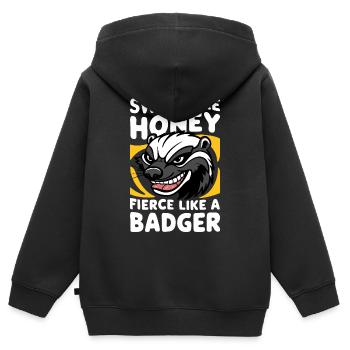 Blaireau Miel Blaireau Animal - Sweat Premium à capuche zippé enfant bio - noir - Dos - AI Model Kid Male (0cm)