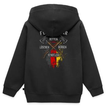 Retten Löschen Bergen Schützen - Kinder Premium Organic Zip Hoodie - Schwarz - Hinten - AI Model Kid Male (0cm)