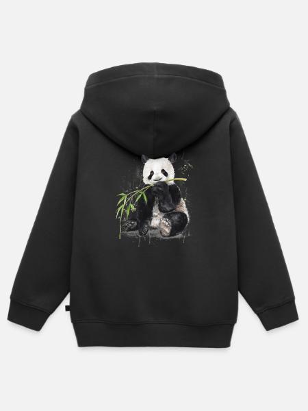Panda - Kinder Premium Organic Zip Hoodie - Schwarz