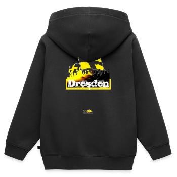 Dresde - Sweat Premium à capuche zippé enfant bio - noir - Dos - AI Model Kid Male (0cm)