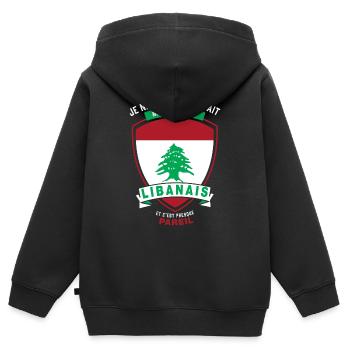 Libanais Parfait - Sweat Premium à capuche zippé enfant bio - noir - Dos - AI Model Kid Male (0cm)