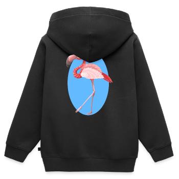 flamingo - Kids Premium Organic Zip-up Hoodie - black - Back - AI Model Kid Male (0cm)