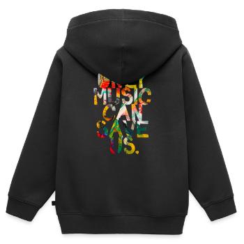 Nur Musik kann uns retten - Kinder Premium Organic Zip Hoodie - Schwarz - Hinten - AI Model Kid Male (0cm)