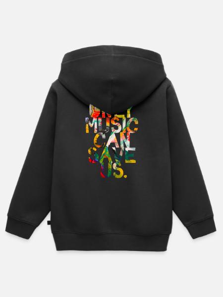 Seule la musique peut nous sauver - Sweat Premium à capuche zippé enfant bio - noir