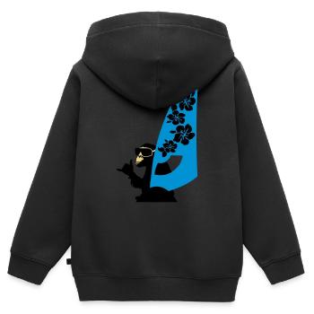 planche à voile - Sweat Premium à capuche zippé enfant bio - noir - Dos - AI Model Kid Male (0cm)