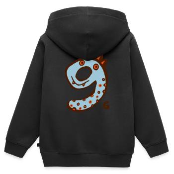 light blue monster nine - Kids Premium Organic Zip-up Hoodie - black - Back - AI Model Kid Male (0cm)