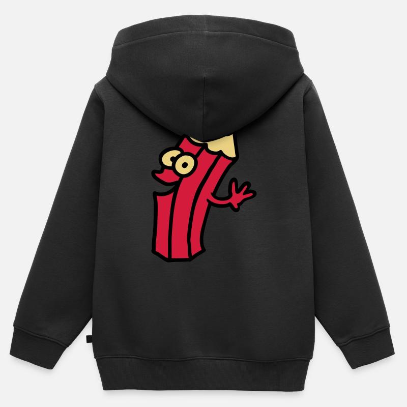 broche joyeuse - Sweat Premium à capuche zippé enfant bio - noir