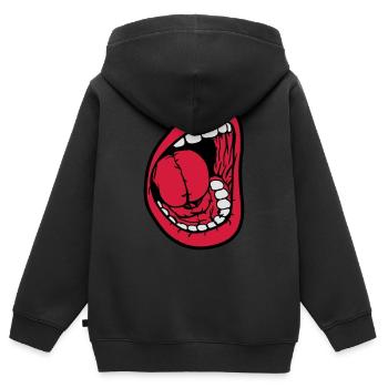Crier bouche ouverte - Sweat Premium à capuche zippé enfant bio - noir - Dos - AI Model Kid Male (0cm)
