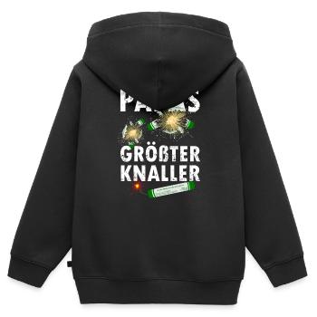 Papas Pyro Knaller - Kinder Premium Organic Zip Hoodie - Schwarz - Hinten - AI Model Kid Male (0cm)