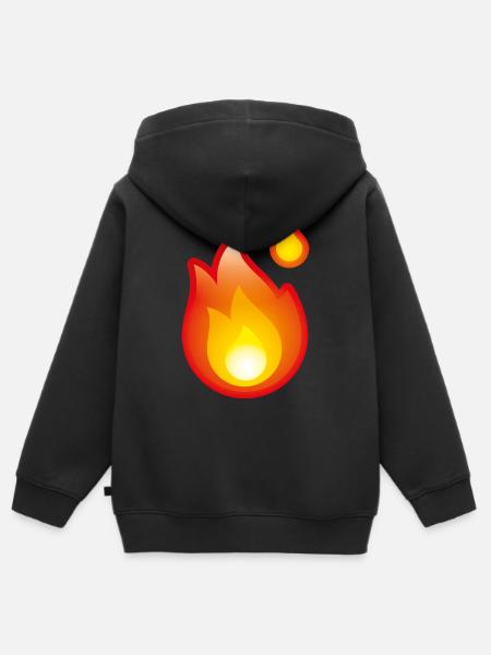 Smiley Fire - Kids Premium Organic Zip-up Hoodie - black