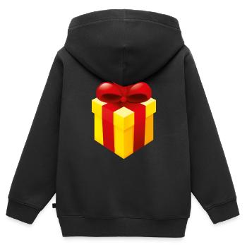Smiley Present - Sweat Premium à capuche zippé enfant bio - noir - Dos - AI Model Kid Male (0cm)