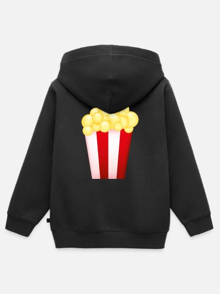 Smiley Popcorn - Kinder Premium Organic Zip Hoodie - Schwarz