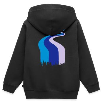 Farbfluss, Fluss, Flow, Fahne - Kinder Premium Organic Zip Hoodie - Schwarz - Hinten - AI Model Kid Male (0cm)
