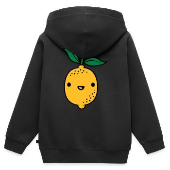 Fruit de citron kawaii - Sweat Premium à capuche zippé enfant bio - noir - Dos - AI Model Kid Male (0cm)