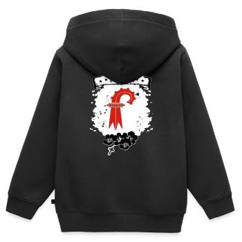 Canton de Bâle - Sweat Premium à capuche zippé enfant bio - noir - Dos - AI Model Kid Male (0cm)