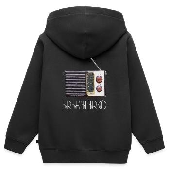 vieille radio - Sweat Premium à capuche zippé enfant bio - noir - Dos - AI Model Kid Male (0cm)