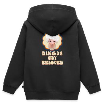 70er Jahre Bingus - Kinder Premium Organic Zip Hoodie - Schwarz - Hinten - AI Model Kid Male (0cm)