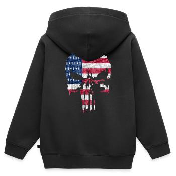 skull usa - Sweat Premium à capuche zippé enfant bio - noir - Dos - AI Model Kid Male (0cm)