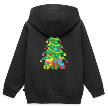 Weihnachtsbaum - Kinder Premium Organic Zip Hoodie - Schwarz - Hinten - AI Model Kid Male (0cm)