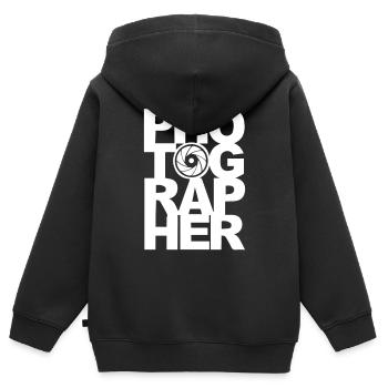 Photographer - Kinder Premium Organic Zip Hoodie - Schwarz - Hinten - AI Model Kid Male (0cm)