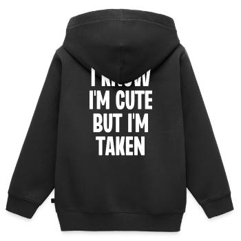 Je sais que je suis mignon mais je suis pris - Sweat Premium à capuche zippé enfant bio - noir - Dos - AI Model Kid Male (0cm)