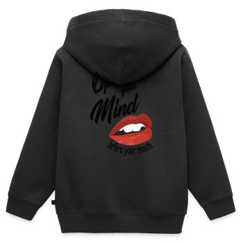 open your mind... - Kinder Premium Organic Zip Hoodie - Schwarz - Hinten - AI Model Kid Male (0cm)
