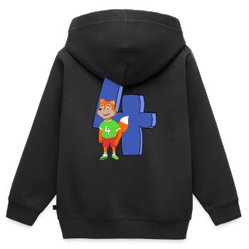 Fuchs 4 Geburtstag - Kinder Premium Organic Zip Hoodie - Schwarz - Hinten - AI Model Kid Male (0cm)