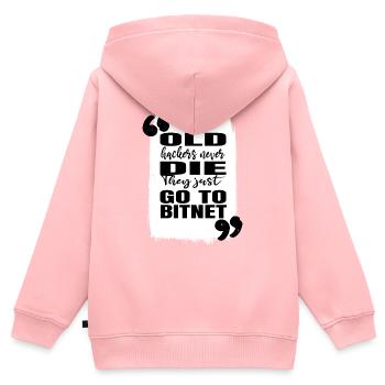 humour équestre informatique citation glitch - Sweat Premium à capuche zippé enfant bio - rose - Dos - AI Model Kid Female (0cm)