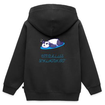 OFFIZELLES SCHLAFSHIRT - Kinder Premium Organic Zip Hoodie - Schwarz - Hinten - AI Model Kid Male (0cm)