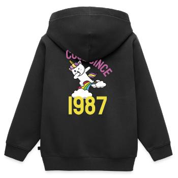 Cool since 1987 Dabbing cat 35th birthday - Kids Premium Organic Zip-up Hoodie - black - Back - AI Model Kid Male (0cm)