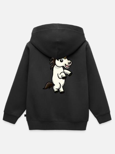 Unicorn - Kinder Premium Organic Zip Hoodie - Schwarz