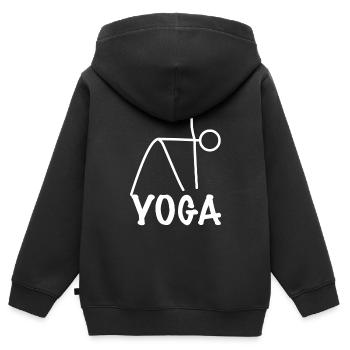 Exercice de yoga - Sweat Premium à capuche zippé enfant bio - noir - Dos - AI Model Kid Male (0cm)