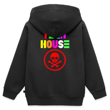 Tech-Haus - Kinder Premium Organic Zip Hoodie - Schwarz - Hinten - AI Model Kid Male (0cm)