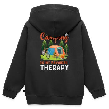 Camping Campingplatz zelte Zelt Wohnwagen Therapie - Kinder Premium Organic Zip Hoodie - Schwarz - Hinten - AI Model Kid Male (0cm)