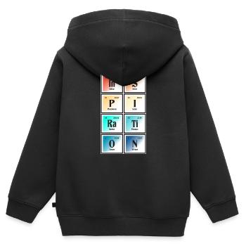 Inspiration - Tableau périodique des éléments - Sweat Premium à capuche zippé enfant bio - noir - Dos - AI Model Kid Male (0cm)