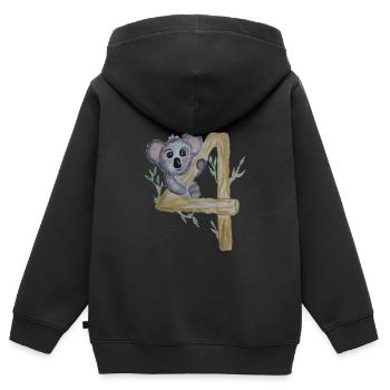 Koala 4 ans d’anniversaire - Sweat Premium à capuche zippé enfant bio - noir - Dos - AI Model Kid Male (0cm)