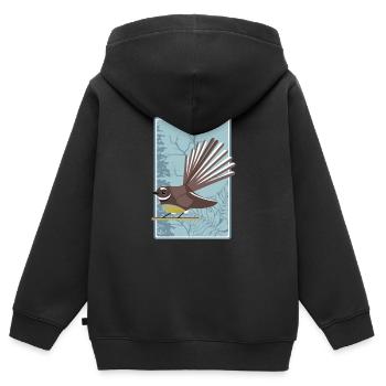Fantail Oiseau de Nouvelle-Zélande - Sweat Premium à capuche zippé enfant bio - noir - Dos - AI Model Kid Male (0cm)