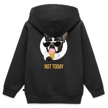 Pas aujourd’hui Français Bulldog Ice Cream Lunettes de soleil - Sweat Premium à capuche zippé enfant bio - noir - Dos - AI Model Kid Male (0cm)
