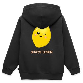 Liebevolle Zitrone - Kinder Premium Organic Zip Hoodie - Schwarz - Hinten - AI Model Kid Male (0cm)