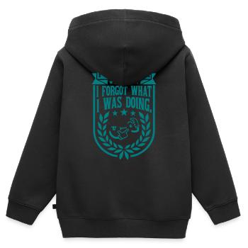 I came saw forget - Kinder Premium Organic Zip Hoodie - Schwarz - Hinten - AI Model Kid Male (0cm)