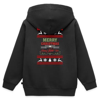 Unisex Frohe Weihnachten Premium Design - Kinder Premium Organic Zip Hoodie - Schwarz - Hinten - AI Model Kid Male (0cm)